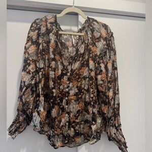 Free People Patterened Button-Up Blouse